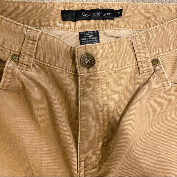Women's Calvin Klein Tan Corduroy Pants Y2K Low Rise Pants Grunge Size 8 Jeans - Picture 7 of 8